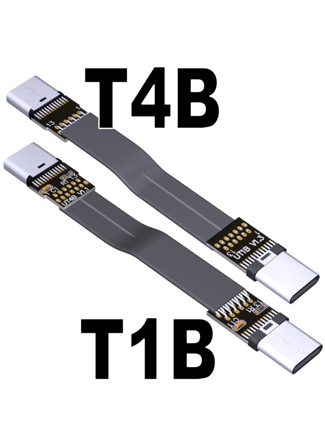 USB3.1 Flat Data Soft Row Extension Cable C Revolution C Female Type-c Angle 90 Degree ADTgen2x1 10G-Color:T1B-T4B 13P-35cm